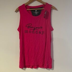 LuLaRoe Bright Pink 'Bonjour Monday' Rise Tank Top